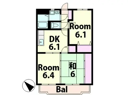 第一マンション(3DK/3階)の間取り写真