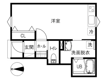 野々彩ヴィレッジ(ワンルーム/1階)の間取り写真