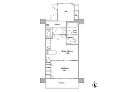 HF学芸大学レジデンス(1DK/7階)の間取り写真