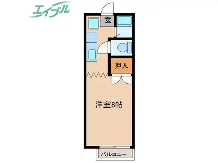 パティオ西山B棟(ワンルーム/2階)の間取り写真