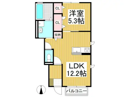 GRAY ウエスト KARUIZAWA(1LDK/1階)の間取り写真
