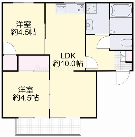 ピュアB(2LDK/2階)の間取り写真