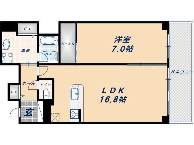 BRAVI南堀江(1LDK/12階)の間取り写真