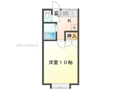 ポテンシャルB(1K/1階)の間取り写真