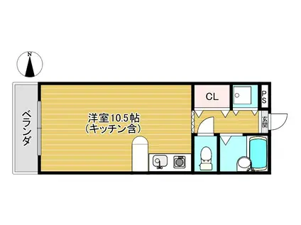 ヴィラ荒神口(ワンルーム/3階)の間取り写真