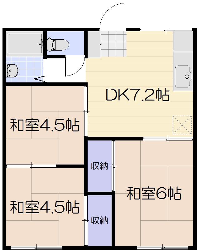 グリーンコーポ B棟(3DK/1階)の間取り写真
