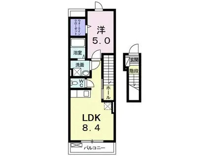サンフラワーK(1DK/2階)の間取り写真