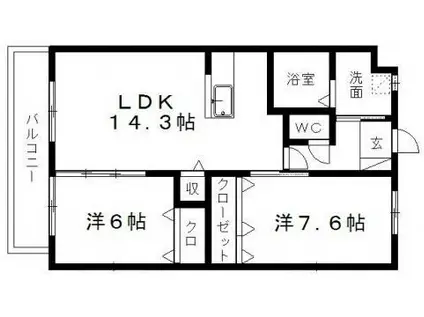 スターブルコート(2LDK/3階)の間取り写真