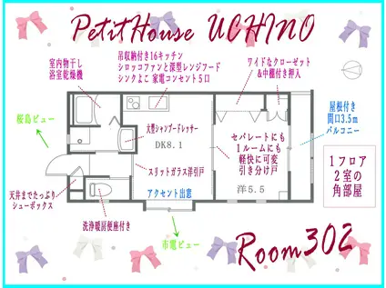 プチハウス内野(1DK/3階)の間取り写真