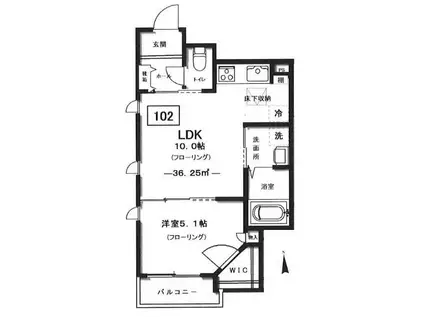 プルミエール自由が丘(1LDK/1階)の間取り写真