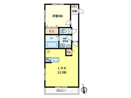 ヴェルドミールC(1LDK/2階)の間取り写真