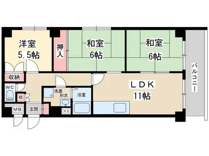 アンシャンテ新大阪(3LDK/9階)の間取り写真