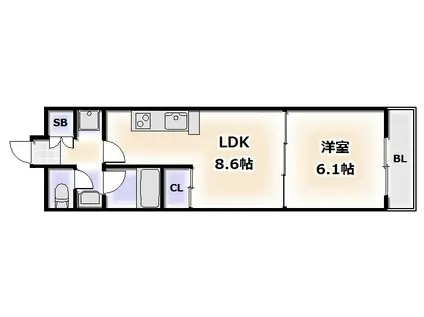 S-FORT桜川(1LDK/4階)の間取り写真