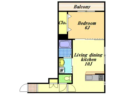 ドミールサワダ(1LDK/2階)の間取り写真