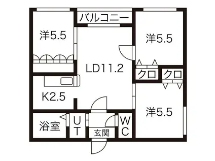 ヌーボ・ストリア澄川(3LDK/4階)の間取り写真