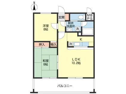 フォーアイマンションK(2LDK/5階)の間取り写真
