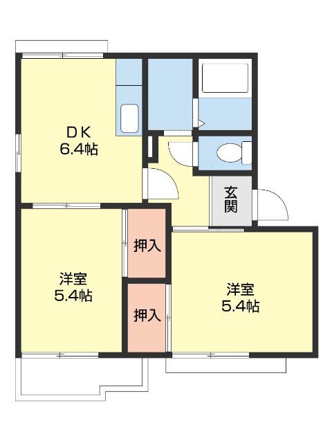 フォーブル木ノ本(2DK/2階)の間取り写真