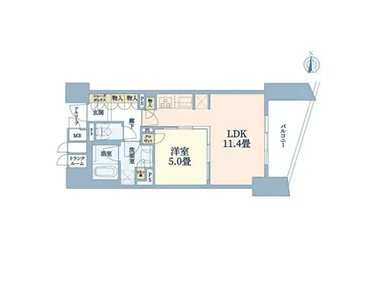 ブランズ京都河原町通(1LDK/6階)の間取り写真