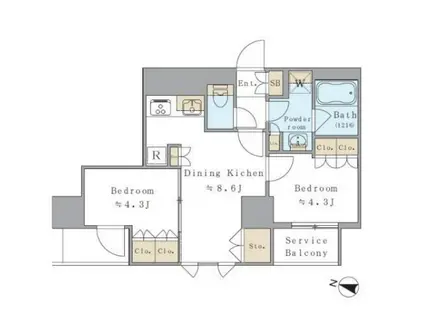 BRILLIA IST 両国 BRILLIA IST 両国(2DK/11階)の間取り写真