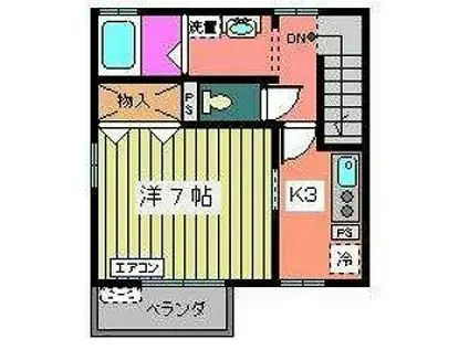 プリムヴェール(1K/2階)の間取り写真
