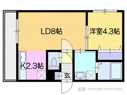 コムズ大谷地(1LDK/4階)の間取り写真