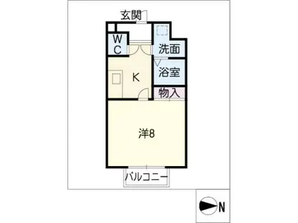 ラックス山城(1K/1階)の間取り写真