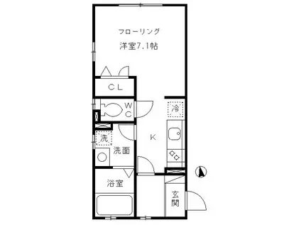 SKY TERRACE NISHIAZABU(1K/2階)の間取り写真