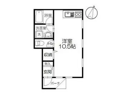 カーサモデルノ(ワンルーム/1階)の間取り写真