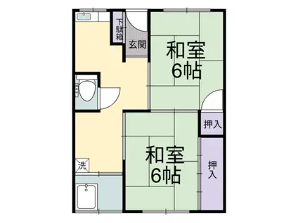 長岡ビル(2K/6階)の間取り写真