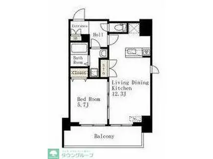 デュオフラッツ上野松が谷(1LDK/8階)の間取り写真