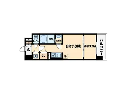 リヴェント難波サウス(1DK/11階)の間取り写真