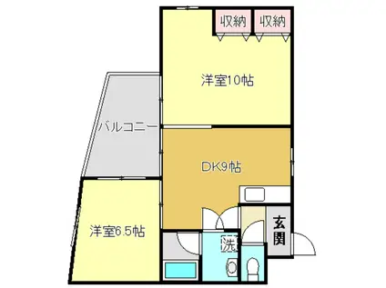 ドリームハウスIII(2DK/4階)の間取り写真