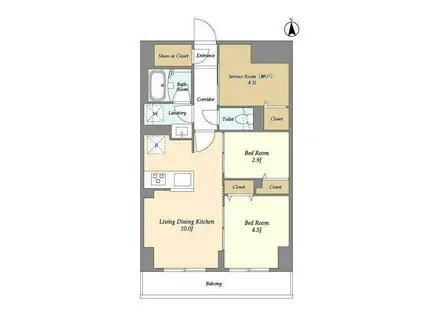 ドゥーエ尾久(2SLDK/6階)の間取り写真