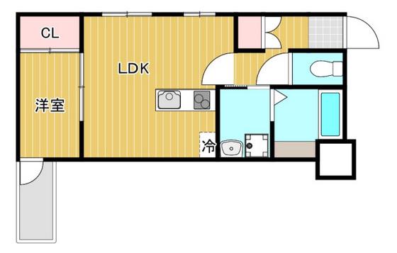 セブンプロート府中町本町(1LDK/3階)の間取り写真