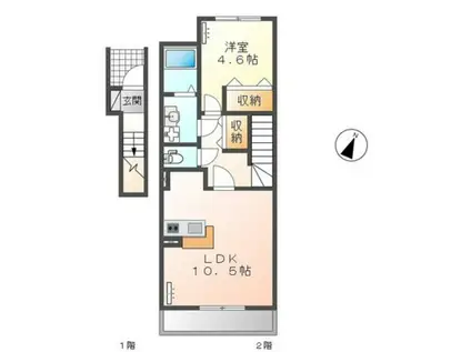 メゾン クリスタル(1LDK/2階)の間取り写真