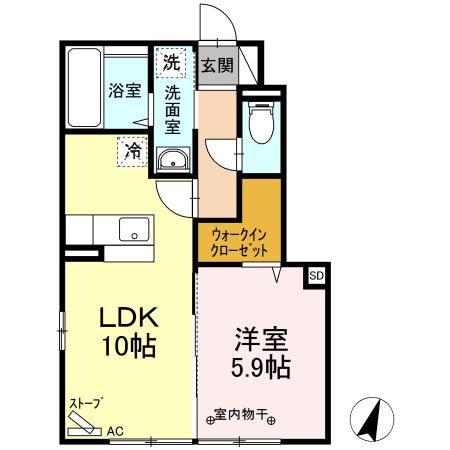 グランドスイート匠五番舘(1LDK/1階)の間取り写真