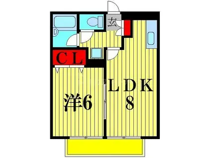 グリーンサイドヴィラII(1LDK/1階)の間取り写真