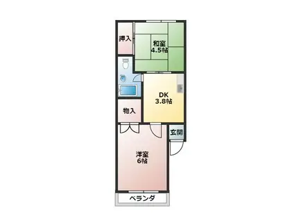 東中野ローヤルコーポ(2DK/2階)の間取り写真