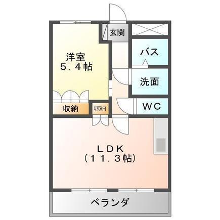 エンカウンター(1LDK/2階)の間取り写真