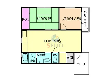 キャロル栗ケ丘町(2LDK/2階)の間取り写真