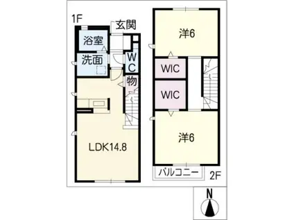 ヴェルドミール代栄(2LDK/2階)の間取り写真