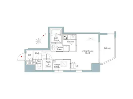 リアンシエルブルー東比恵II(1K/10階)の間取り写真