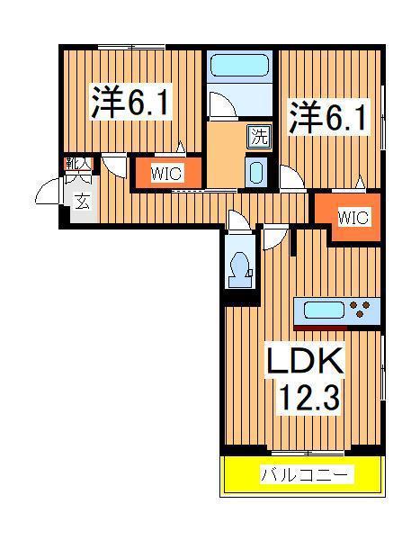つくばエクスプレス 南流山駅 徒歩11分 3階建 築2年(2LDK/3階)の間取り写真