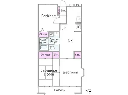ランドフォレスト北越谷II(3LDK/2階)の間取り写真