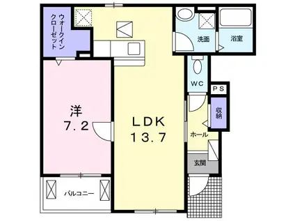 ルミナス 大和高田A(1LDK/1階)の間取り写真