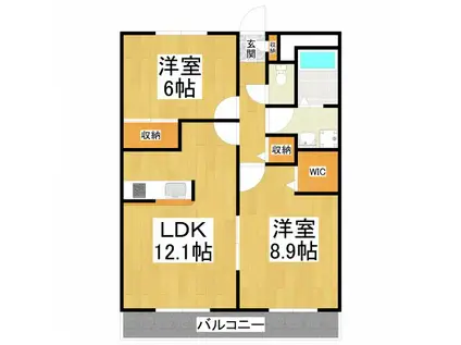 レジデンス本町靭公園(1DK/12階)の間取り写真