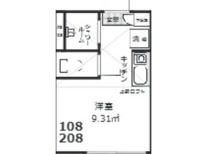 FITZROY千住(ワンルーム/2階)の間取り写真