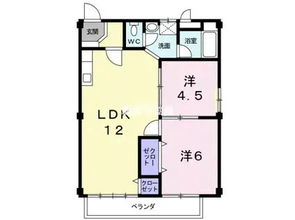 あらきコーポB(2LDK/2階)の間取り写真