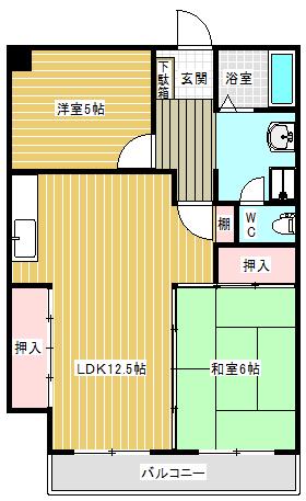 アーデル天神尾(2LDK/5階)の間取り写真