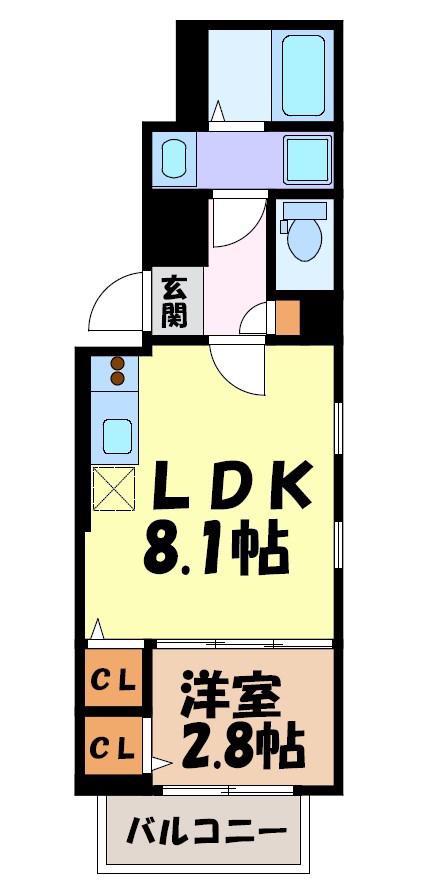CHERIM志賀本通VAGUE(1LDK/1階)の間取り写真